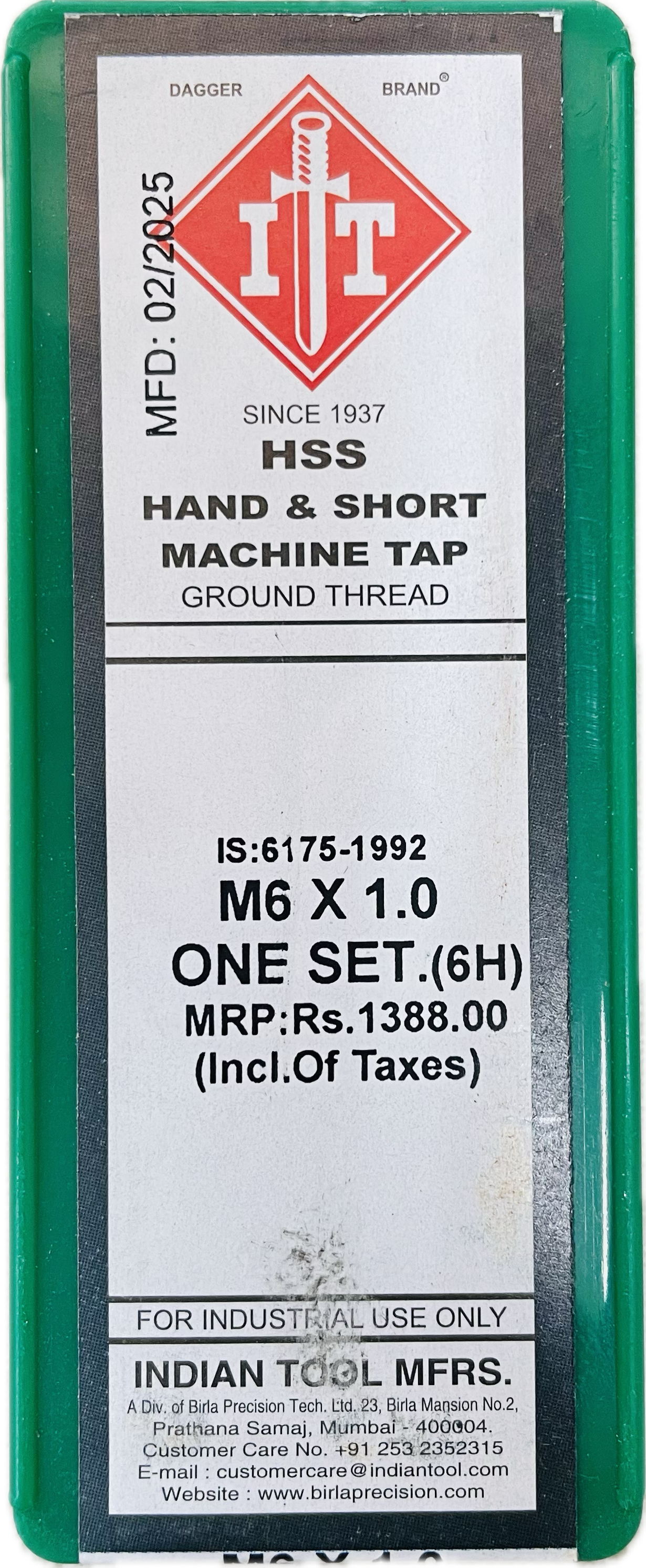 IT BRAND HAND/MACHINE HSS TAP SET M6 x 1.0 (SET OF 3)