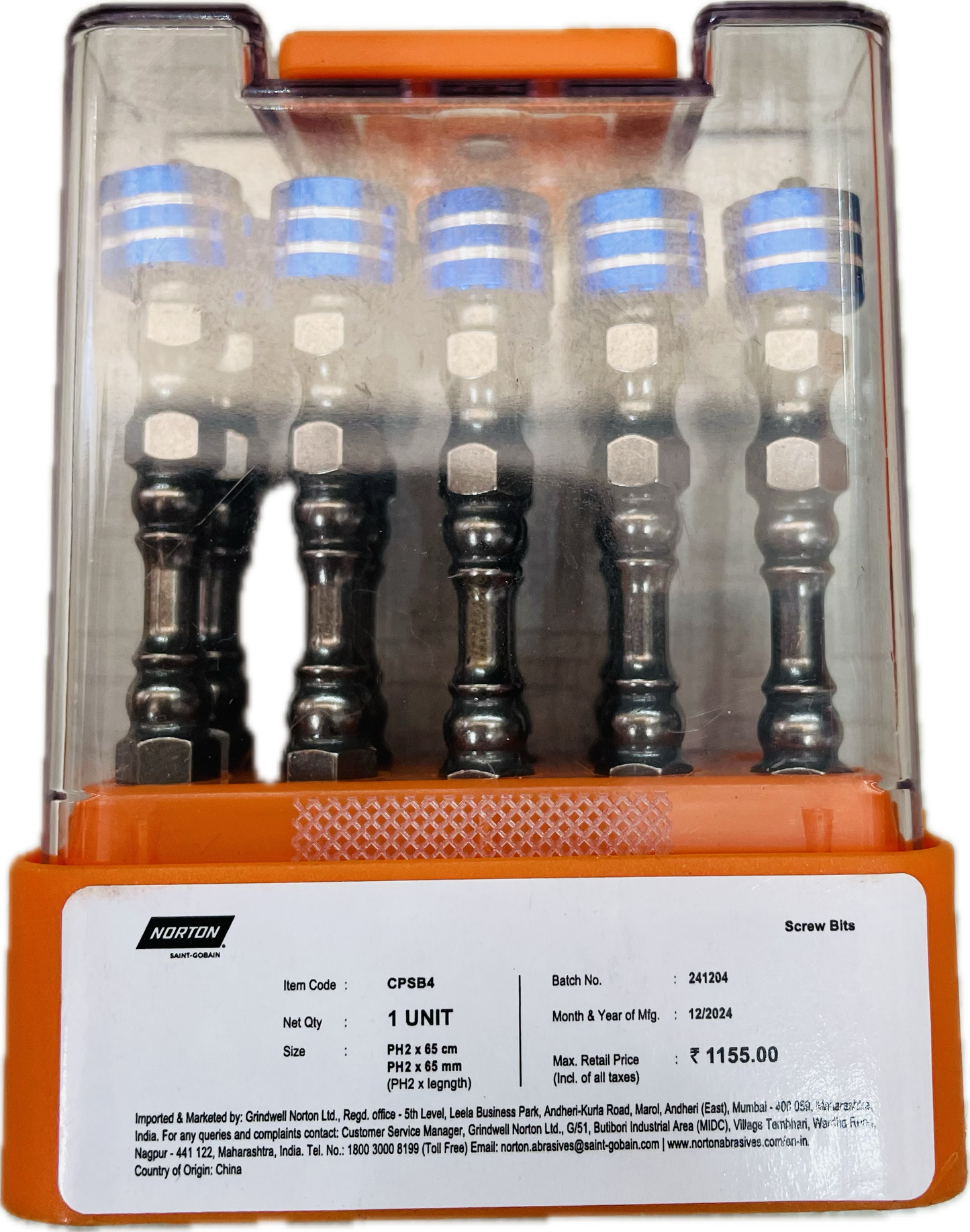 NORTON HIGH TORQUE DOUBLE ENDED MAGNETIC SCREW BIT - PH2 x 65MM (PACK OF 10)