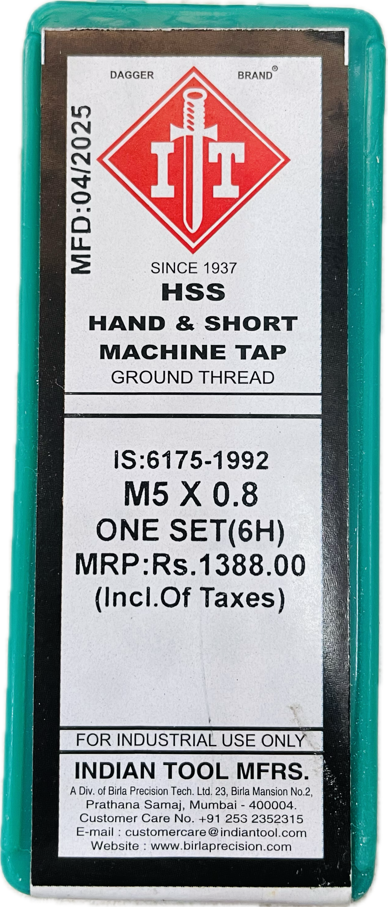 IT BRAND HAND/MACHINE HSS TAP SET M5 x 0.8 (SET OF 3)