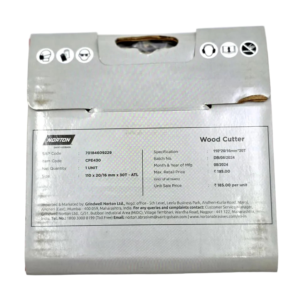 TCT WOOD CUTTER - NORTON 4"x 30 TEETH ( PACK OF 1)