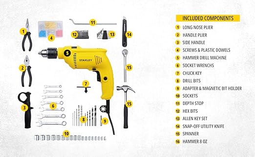 STANLY SDH600KP 600W 13mm REVERSIBLE IMPACT DRILL KIT