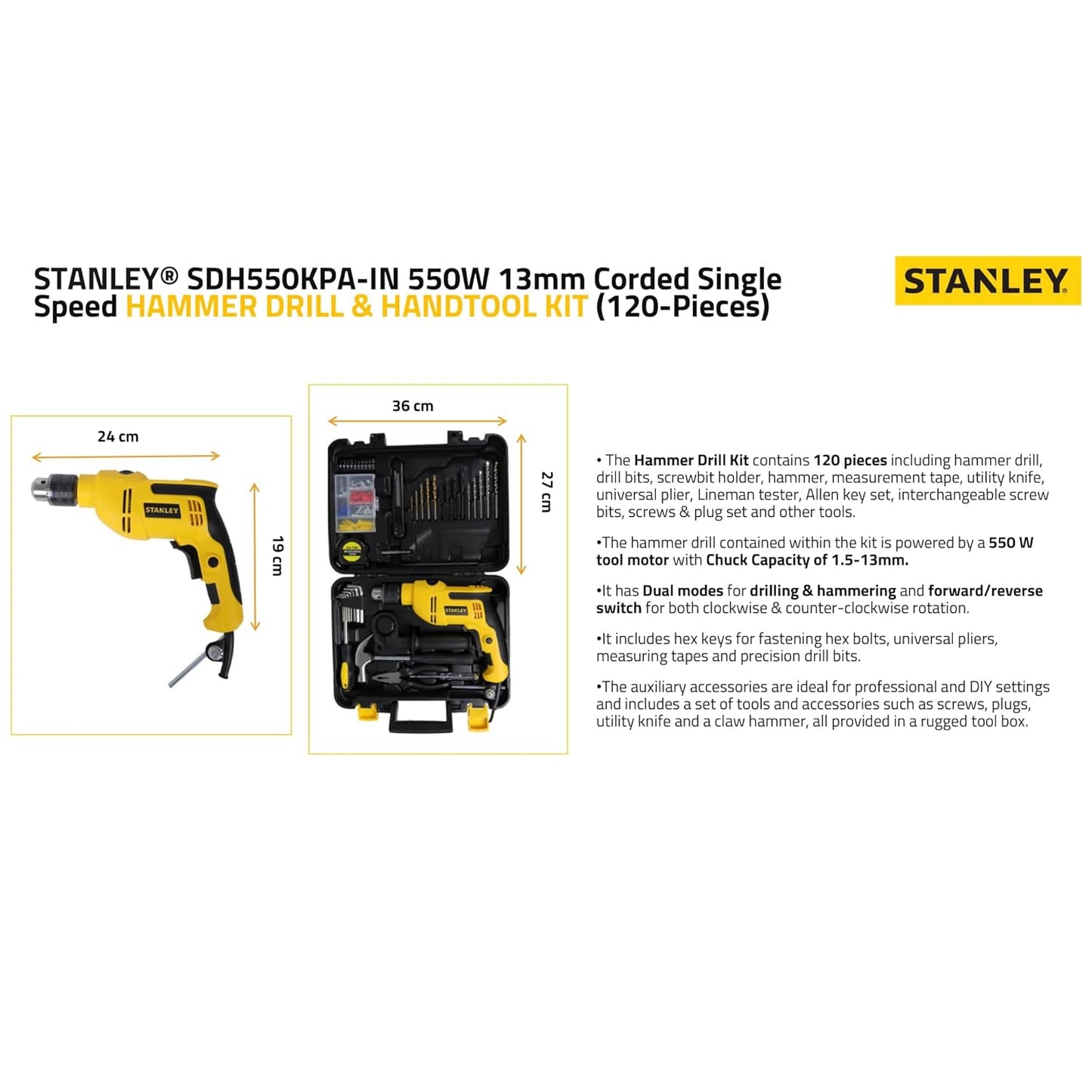 STANLEY SDH-550KPA 13mm IMPACT DRILL KIT