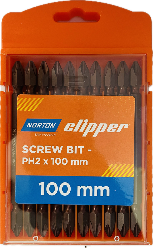 NORTON DOUBLE ENDED SCREW BIT - PH2 x 100MM (PACK OF 10)
