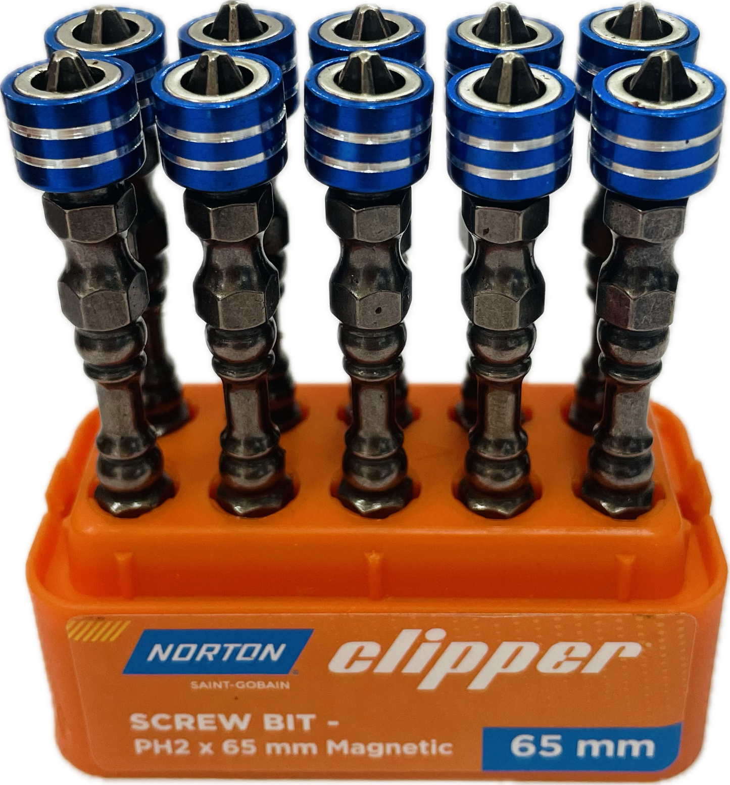 NORTON HIGH TORQUE DOUBLE ENDED MAGNETIC SCREW BIT - PH2 x 65MM (PACK OF 10)