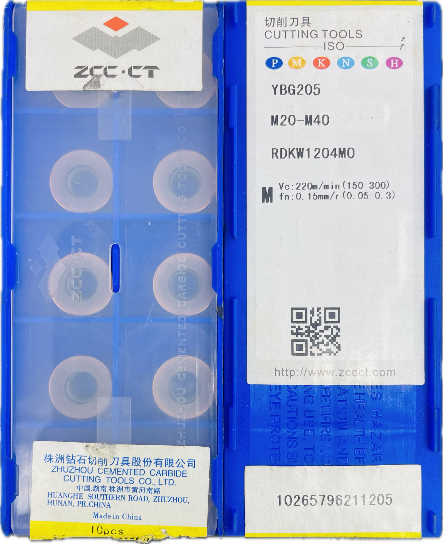 ZCC CT R6 INSERT RDKW1204MO YBG205 (PACK OF 10)