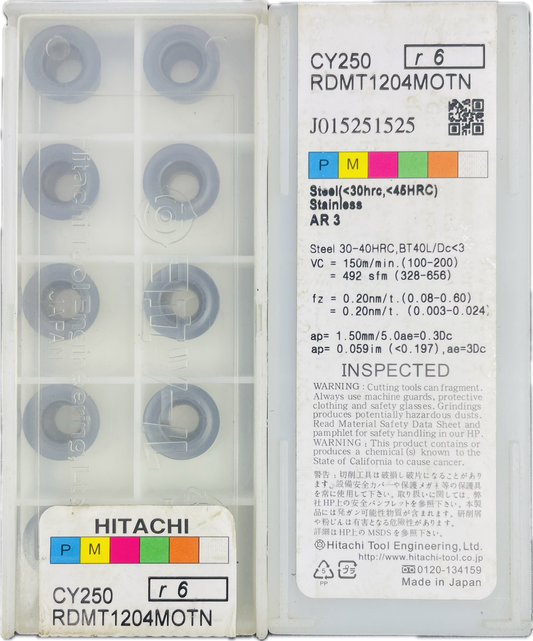 HITACHI R6 INSERT RDMT1204MOTN CY250 (PACK OF 10)