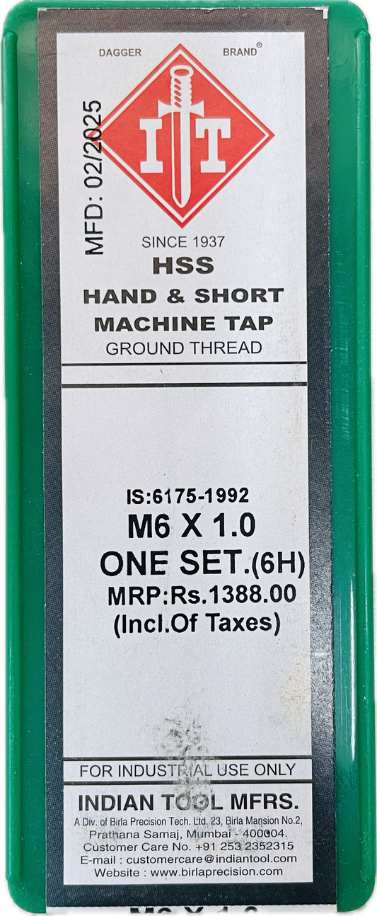 IT BRAND HAND/MACHINE HSS TAP SET M6 x 1.0 (SET OF 3)