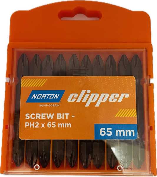 NORTON DOUBLE ENDED SCREW BIT - PH2 x 65MM (PACK OF 10)
