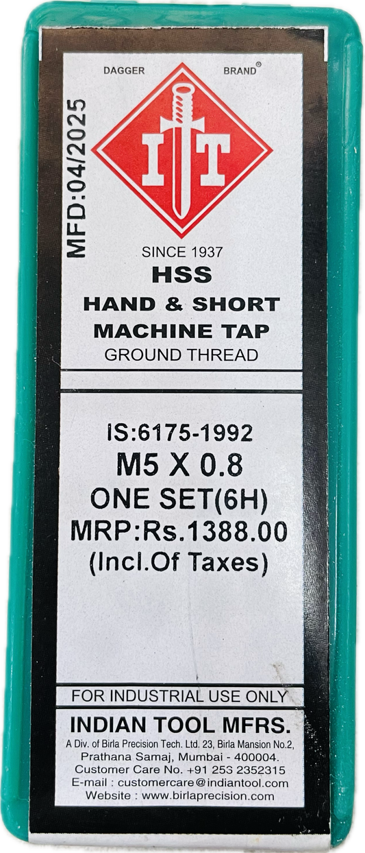 IT BRAND HAND/MACHINE HSS TAP SET M5 x 0.8 (SET OF 3)