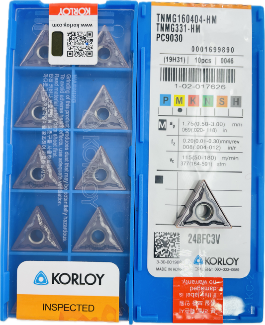 KORLOY TNMG160404/08 -HM PC9030 (PACK OF 10)