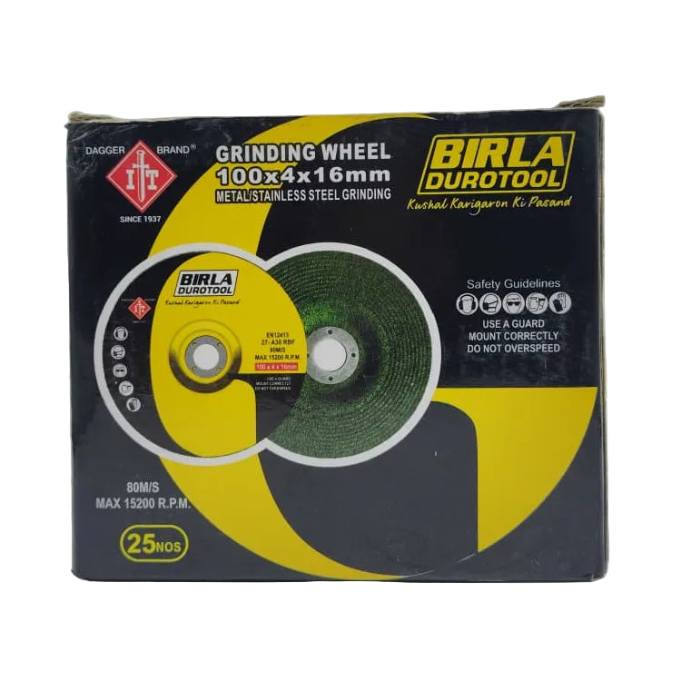 4" GRINDING WHEEL (GREEN) - BIRLA DUROTOOL (PACK OF 25)